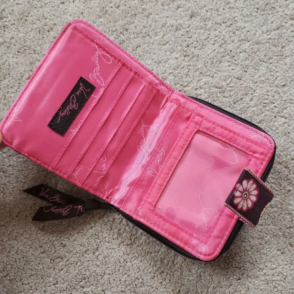 Vera Bradley Quilted Cotton Bifold Wallet In The Retired Mod Floral Pink